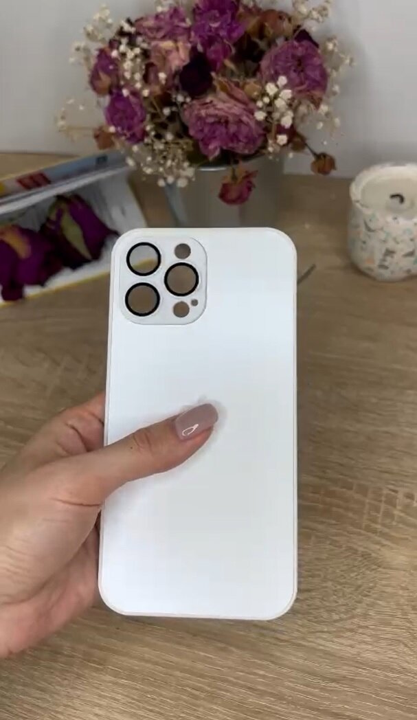 Чехол матовый стеклянный на iPhone 13 Pro Max Белый