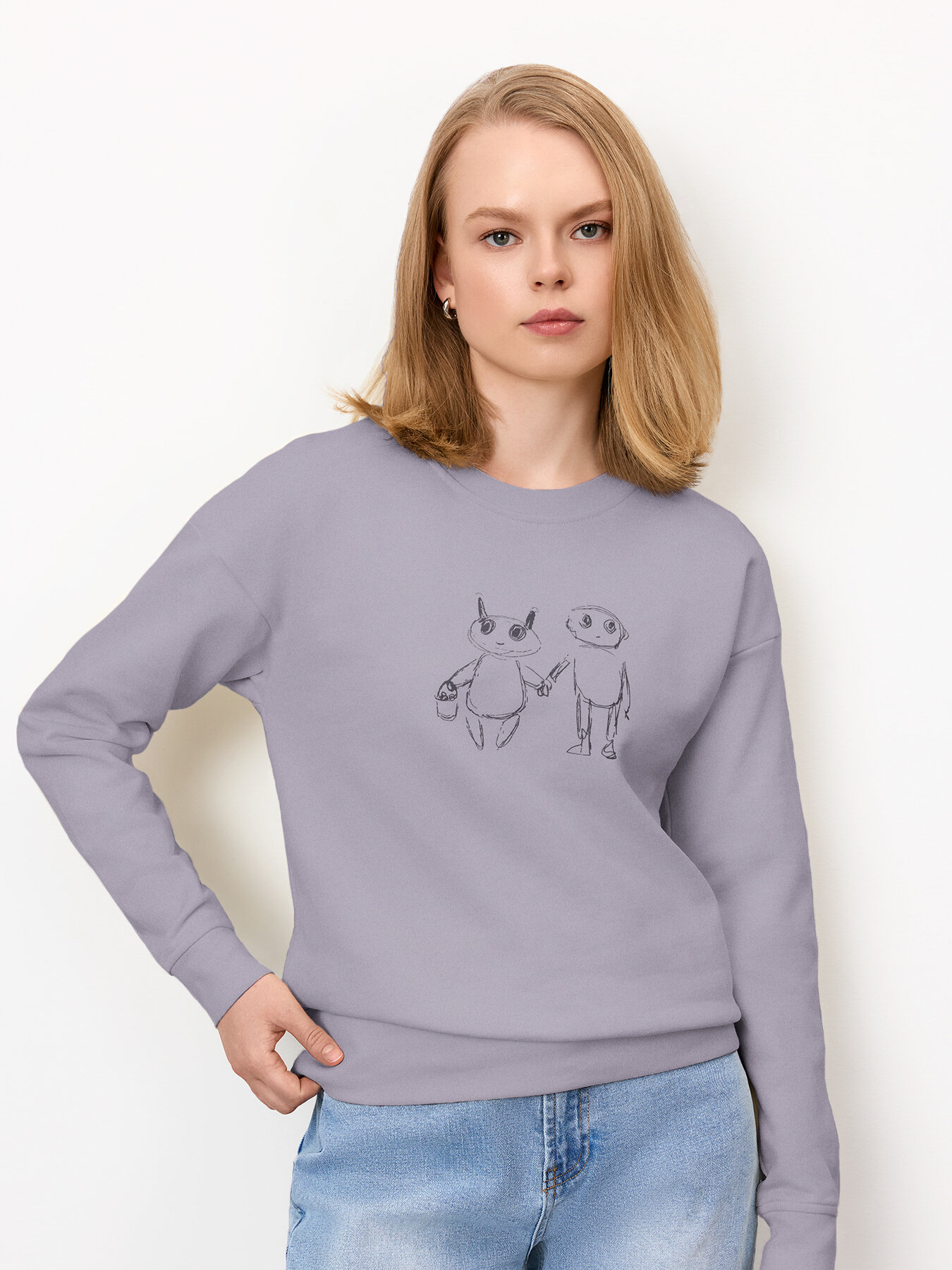 Толстовка JUST CLOTHES, размер 48, , сиреневый