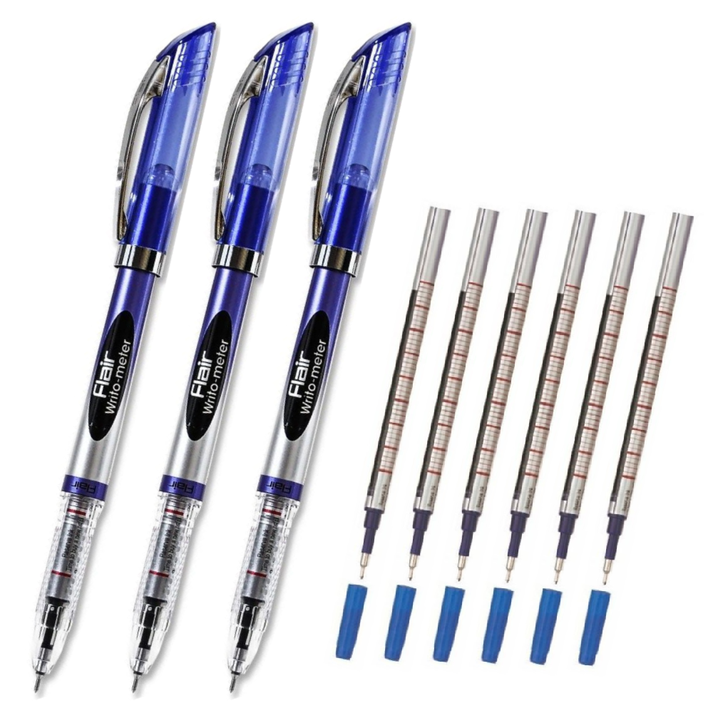 Ручка шариковая Flair  Writo meter    6 стержня  0 7 мм  игольчатый стержень  цвет чернил синий