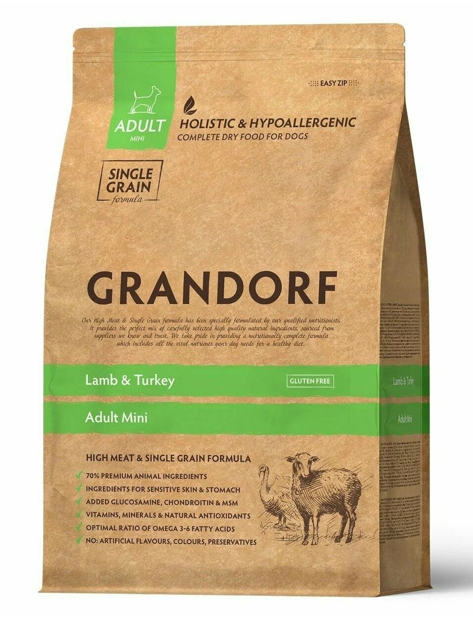 Grandorf Fresh Сухой корм для собак мелких пород, с индейкой и бататом, 3 кг - фото №2