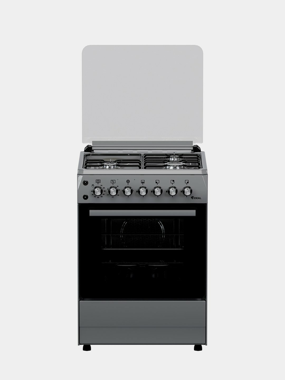 Газовая плита Ideal L400, 3 + 1 конфорки, объем духовки 65 л, 60 * 60, Серый металлик — фото 1