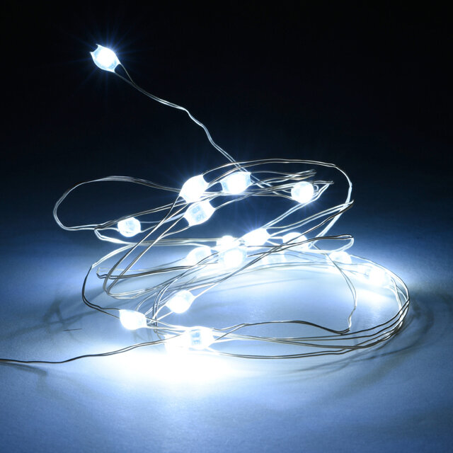 Светодиодная гирлянда Капельки на батарейках 1 м 10 холодных белых мини LED ламп серебряная проволока IP20