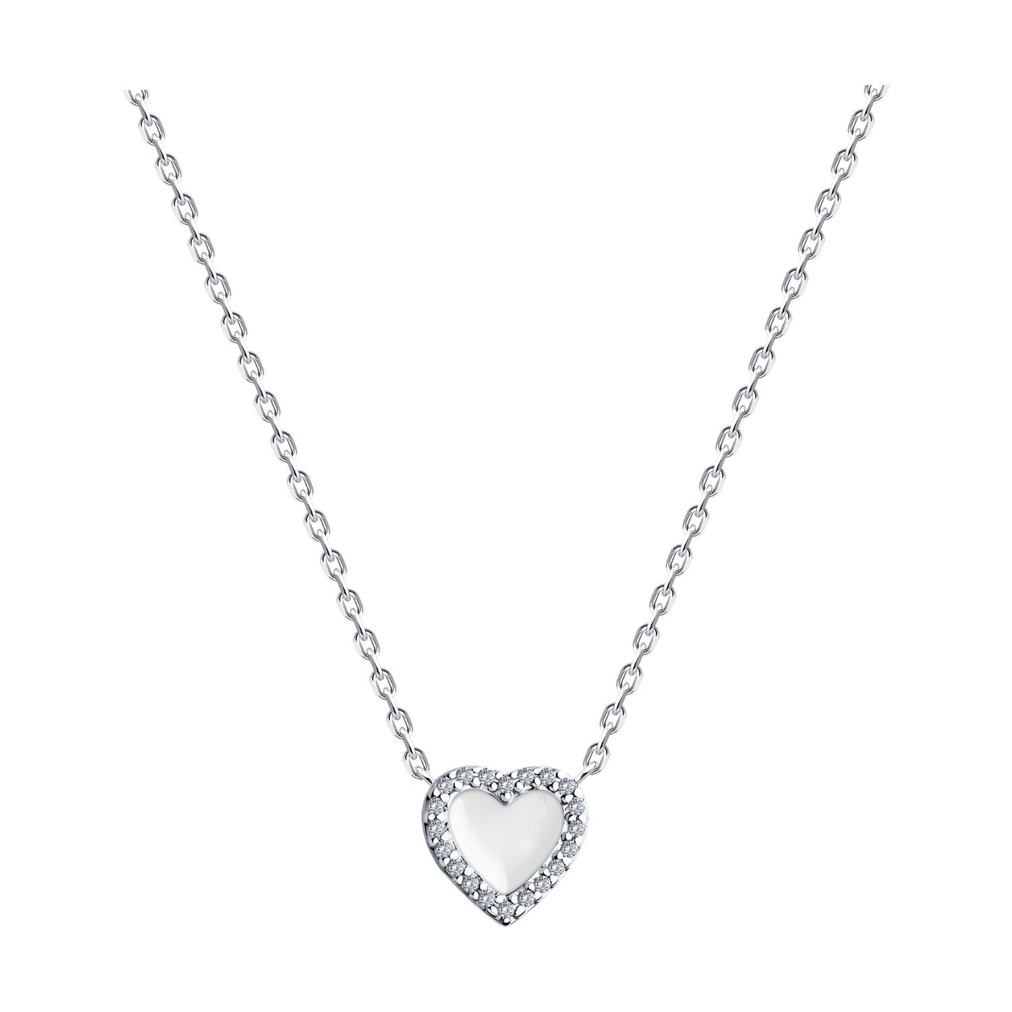 Колье Diamant online, серебро, 925 проба, родирование, фианит, эмаль