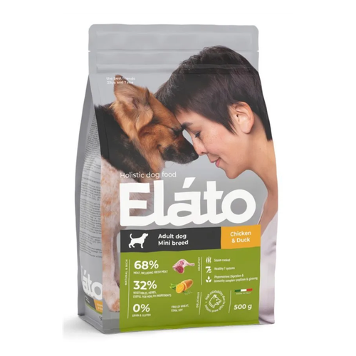 Сухой корм Elato Holistic (Элато) для взрослых собак мелких пород с курицей и уткой, 0,5 кг