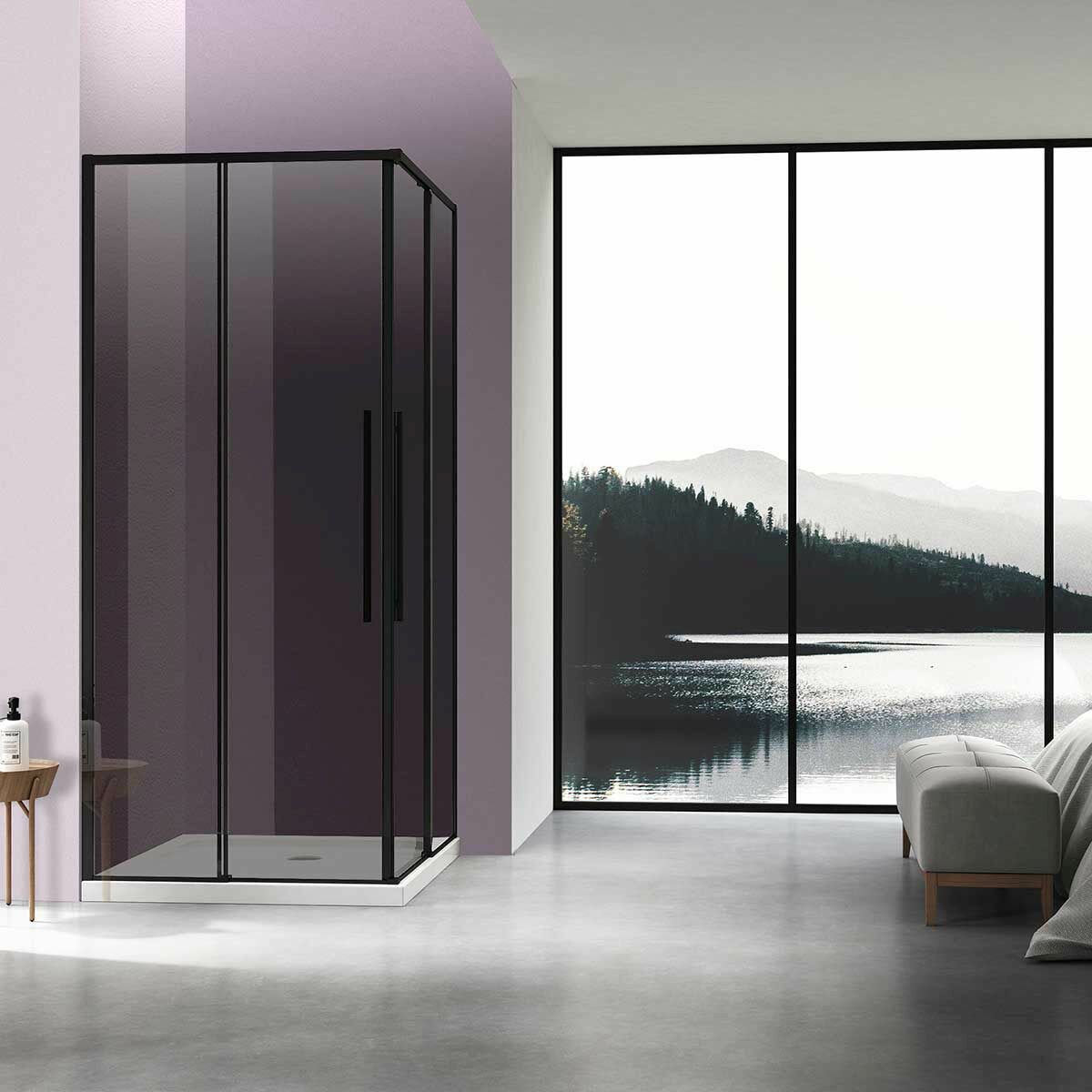 Душевой уголок Vincea Slim-N, 900х900 мм (габариты площадки), черный, стекло тонированное VSS-4SN900CGB