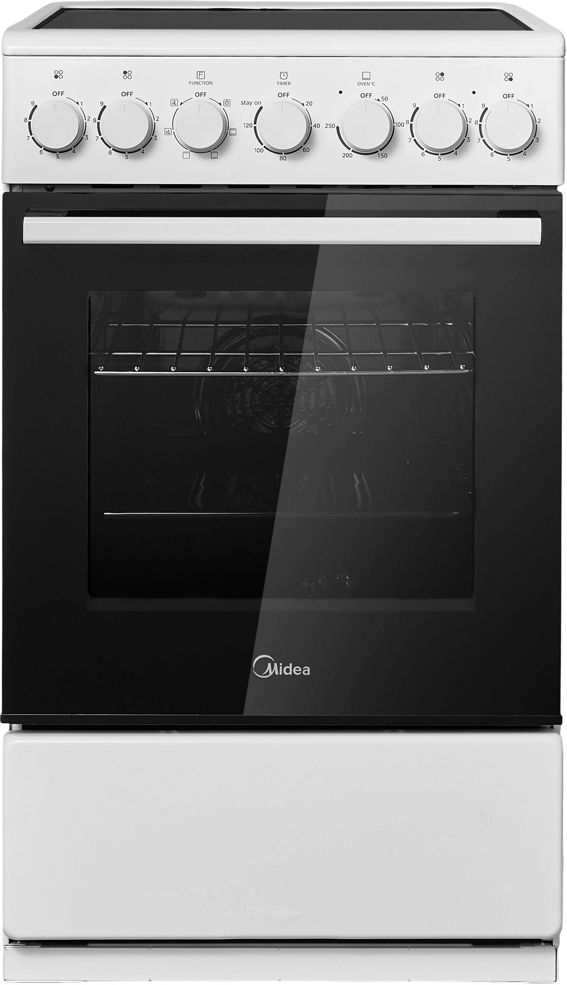 Плита электрическая Midea MFO-M4E20T6E(WH), стеклокерамика, белый/черный