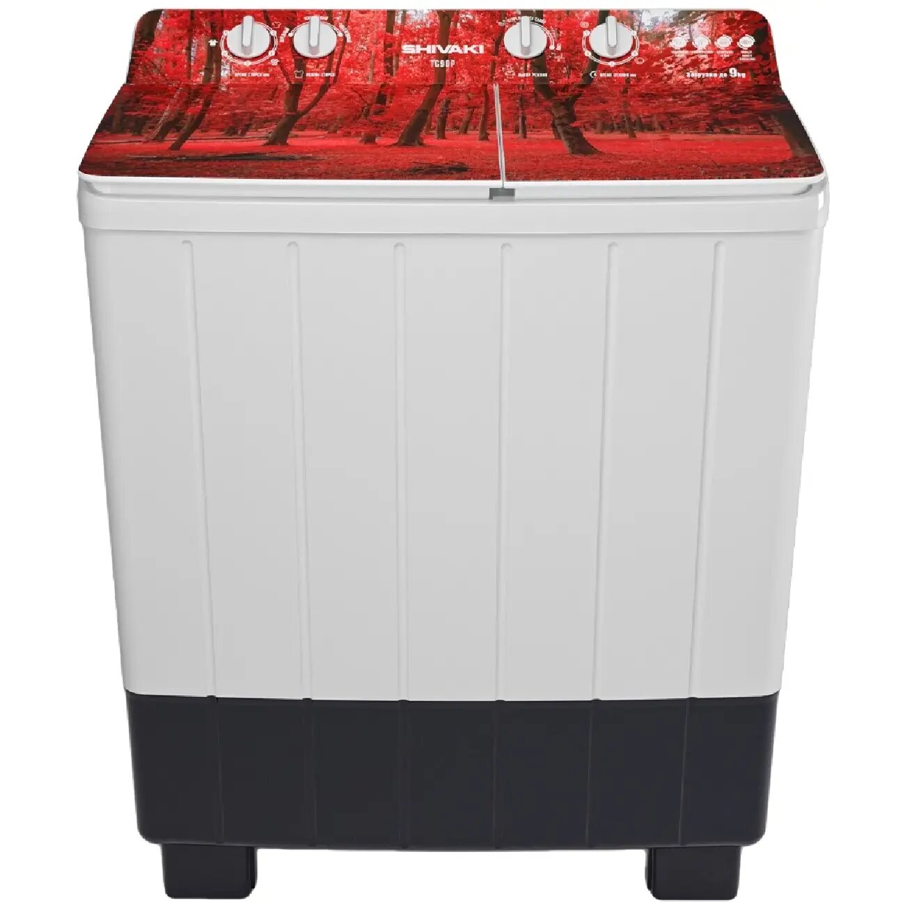 Стиральная машина полуавтомат SHIVAKI TG90P Nature 01, 7 кг - 9 кг, нет, пластик, 26.5 кг, С помощью насоса