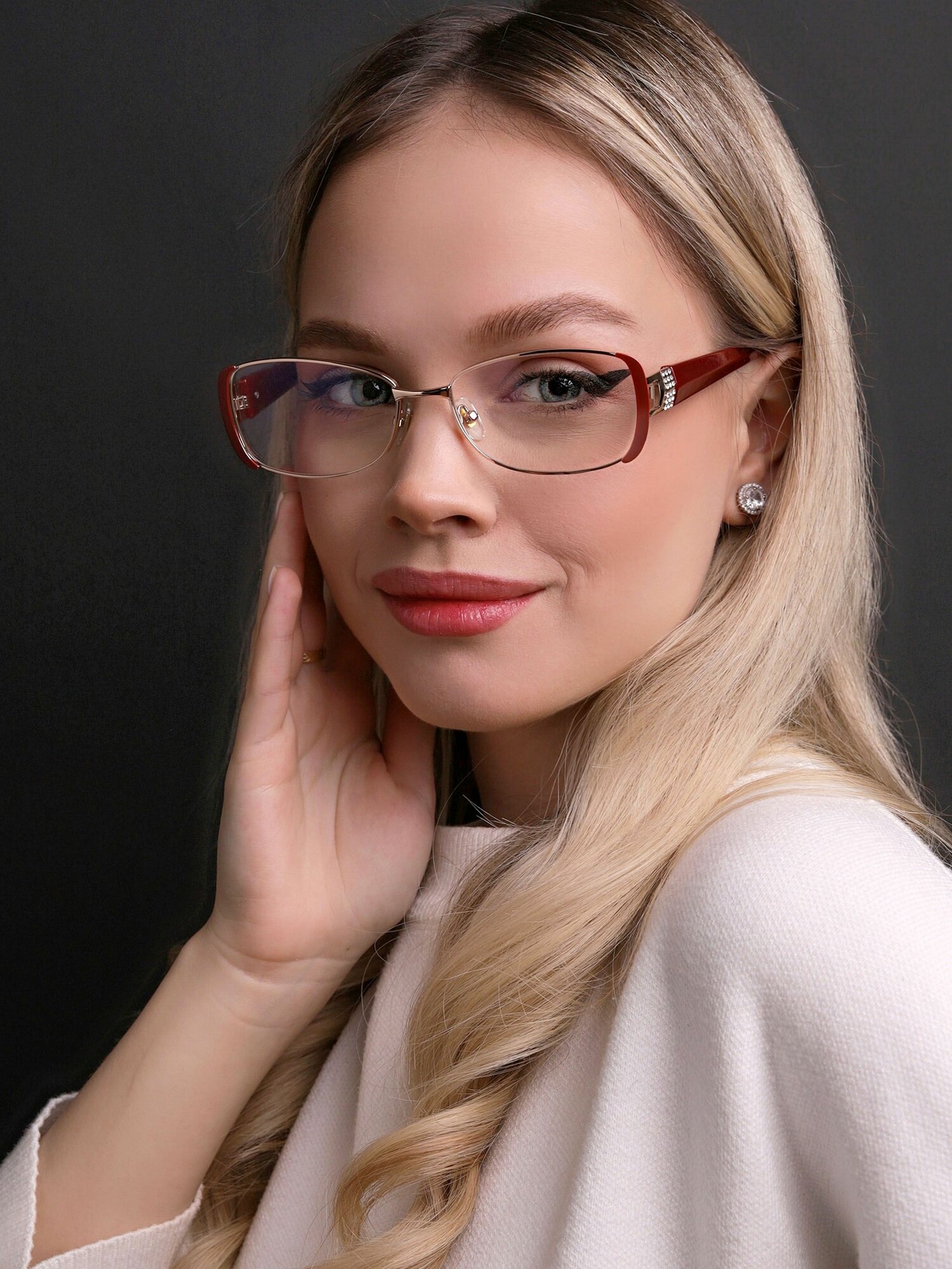 Изображение Очки 66-68 для чтения женские (+0.75) FAVARIT 7827 С1, цвет красный, антиблик, без футляра, РЦ 66-68