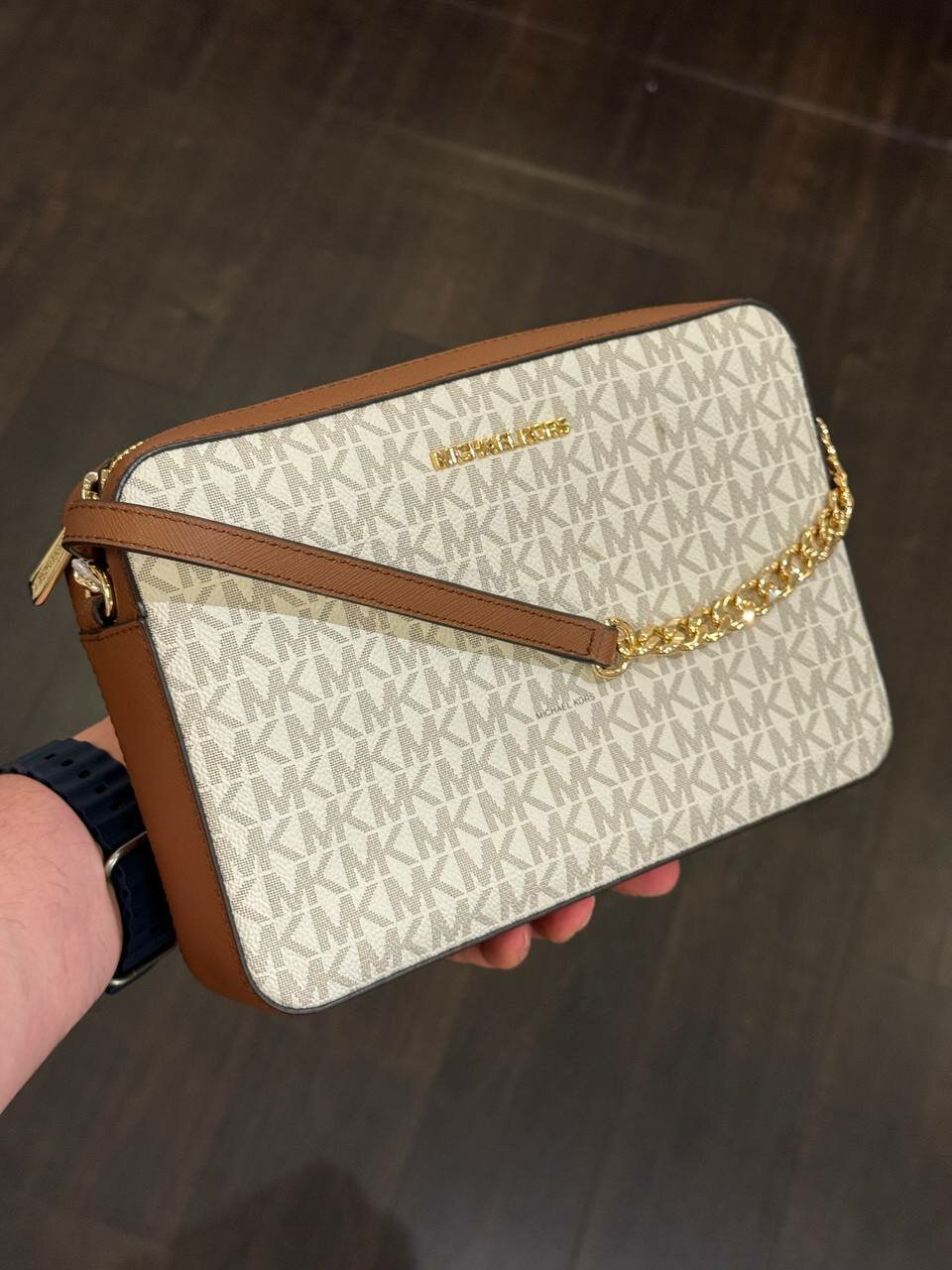 Сумка кросс-боди MICHAEL KORS Michael Kors Jet Set Item Vanilla 35F8GTTC3B, фактура зернистая, матовая, рельефная, ванильный — фото 1