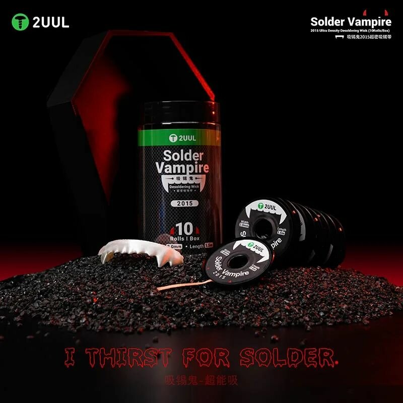 Сплавы Для Пайки Наволочник для пайки 2UUL Solder Vampire DW15, для BGA и материнских плат, 10 штук, черный, 100г