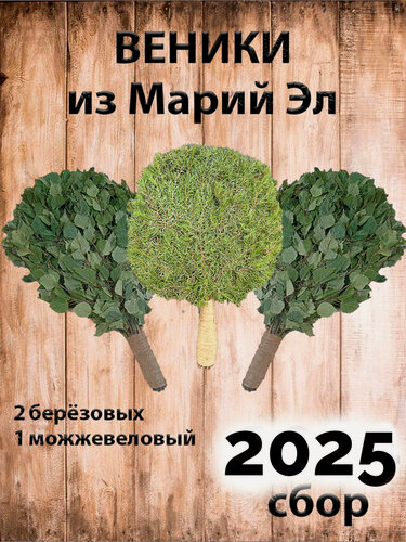 Изображение товара Комплект веников для бани, береза 2 штуки, можжевельник из Марий Эл