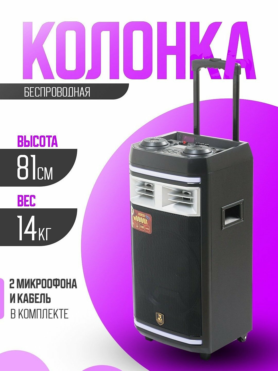Динамик для караоке, с микрофоном Bluetooth и пультом дистанционного управления