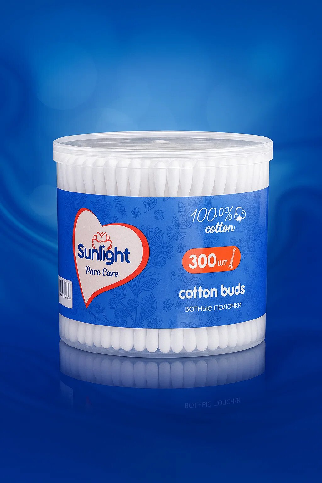 Pure Cotton – Ватные палочки, 300 шт. 100% натуральный хлопок, мягкий наконечник