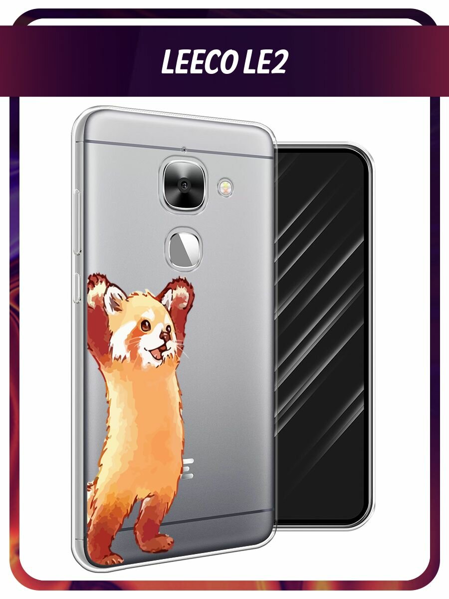 Чехол на LeEco Le 2/2 pro / Лееко Ле 2/2 про с принтом "Красная панда в полный рост", прозрачный