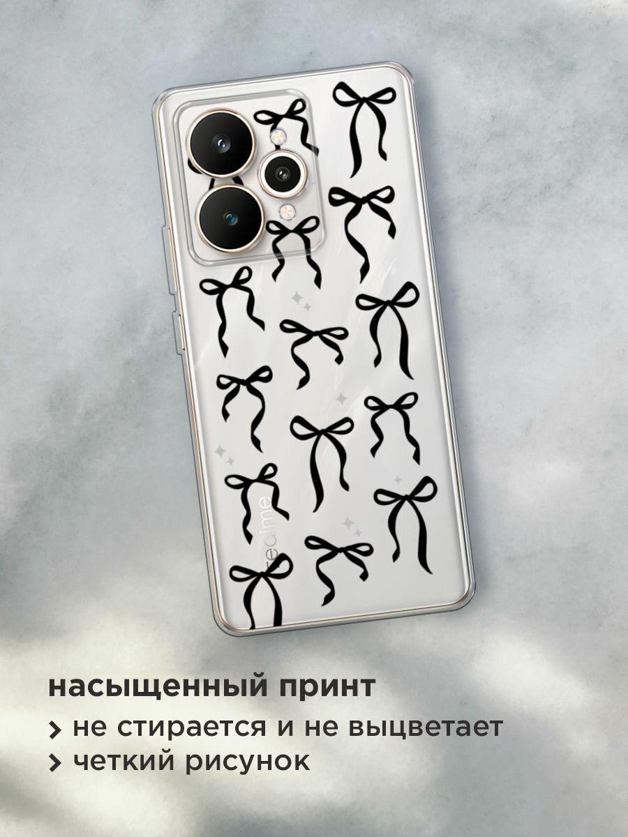 Чехол на Realme 15 / Реалми 15 с принтом "Black bows", прозрачный — фото 1