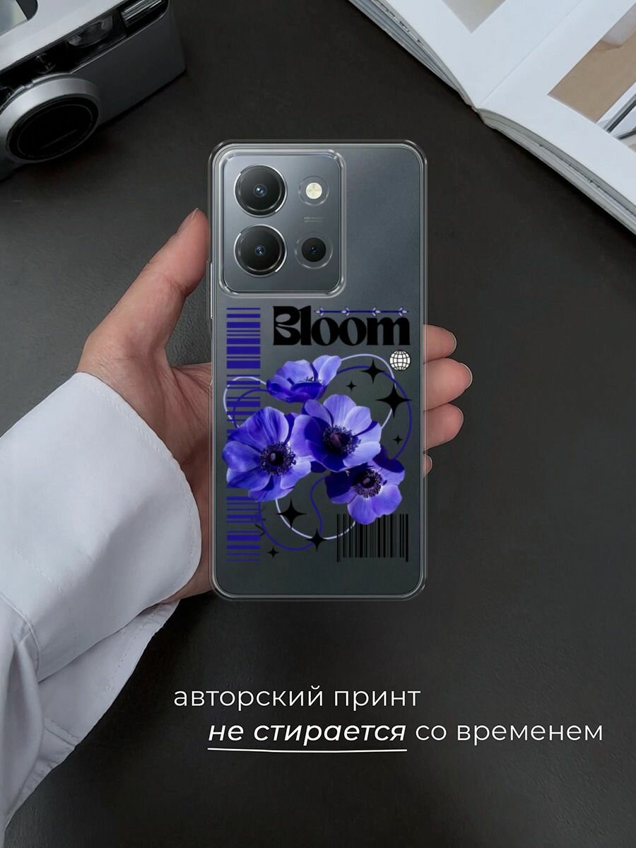 Чехол на Vivo Y36 4G / Виво Y36 4G с принтом "Завораживающие анемоны", прозрачный — фото 1