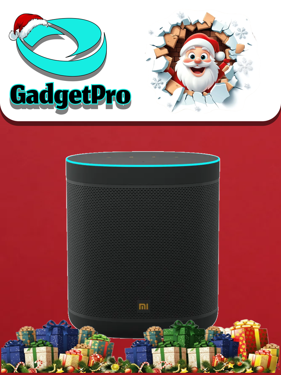 Умная колонка Xiaomi Mi Smart Speaker L09G: портативная акустика, Google Assistant, черный, современный дизайн.