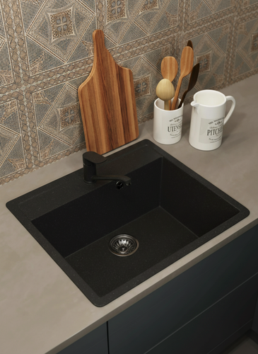 Изображение товара Кухонная мойка из искусственного камня Uperwood ECON UPD-104-004, прямоугольная, черная матовая