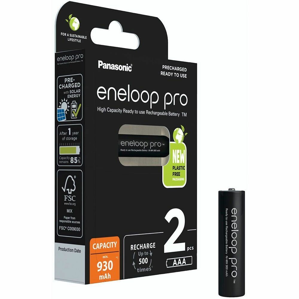 Аккумулятор PANASONIC Eneloop Pro AAA 930 2BP (BK-4HCDE/2BE) 930 mAh, 2 шт, блистер, AAA — фото 1