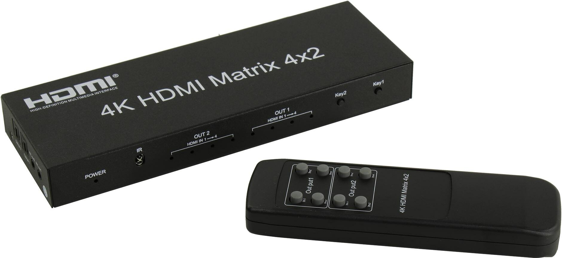 HDMI-переключатель 4K 4 входа/2 выхода, HDMI 1.4, EDID, аудио, RC | ORIENT HS0402H
