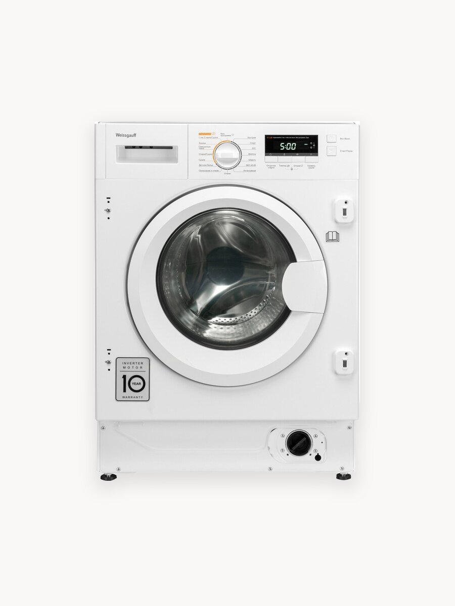 Встраиваемая стиральная машина Weissgauff WMDI 6148 D c инвертором, Загрузка 8 кг, Отжим 1400 оборотов