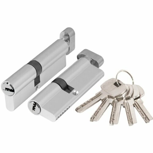 фото Цилиндровый механизм ajax (ax202) ax2002knob100 (40+10+50) cp хром с вертушкой