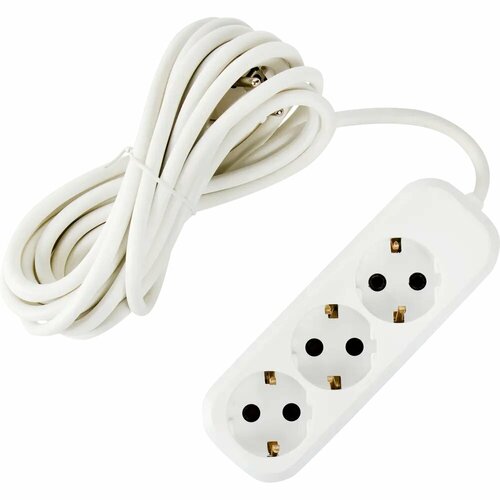 Удлинитель бытовой 3 розетки с заземлением 3х15 мм 5 м цвет белый 1751₽
