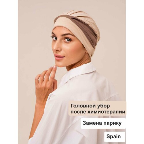 Чалма Katerina Lev, размер 52-60, бежевый шапочка для душа из микрофибры мягкая шапочка для сухих волос супервпитывающее полотенце для детей тюрбан головной инструмент для купан