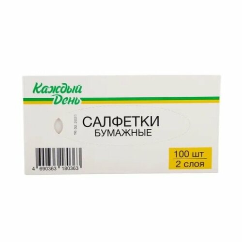 Салфетки бумажные 2-слойные в боксе 100 шт 429₽