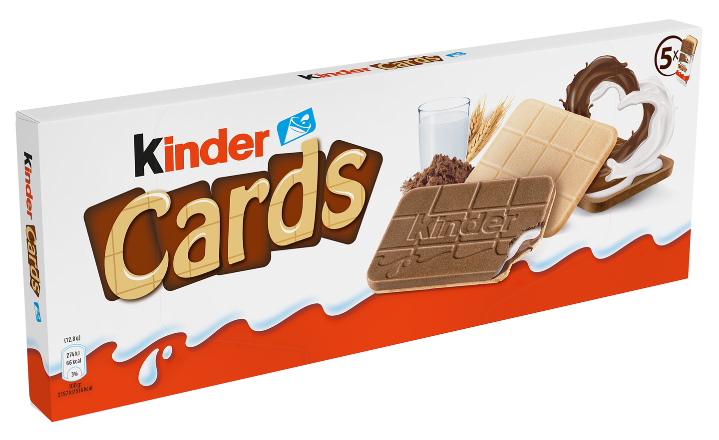 Печенье Kinder Cards Mini Chocolate, с какао и молочной начинкой, 128г