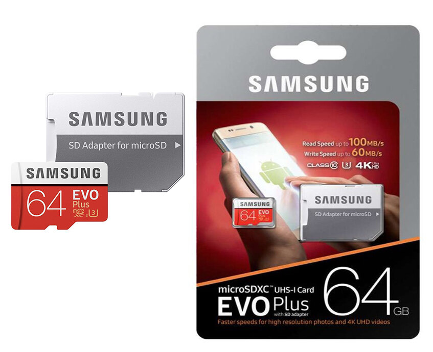 Флеш карта Micro 64GB Samsung EVO Class 10 + адаптер
