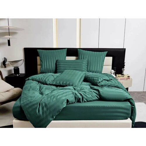 Комплект постельного белья 2 спальный Candies, Страйп Сатин, Зеленый