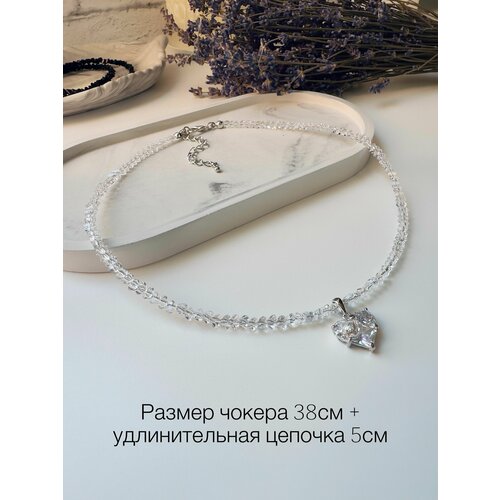 фото Чокер, хрусталь, стекло, кристалл, длина 38 см, прозрачный нет бренда