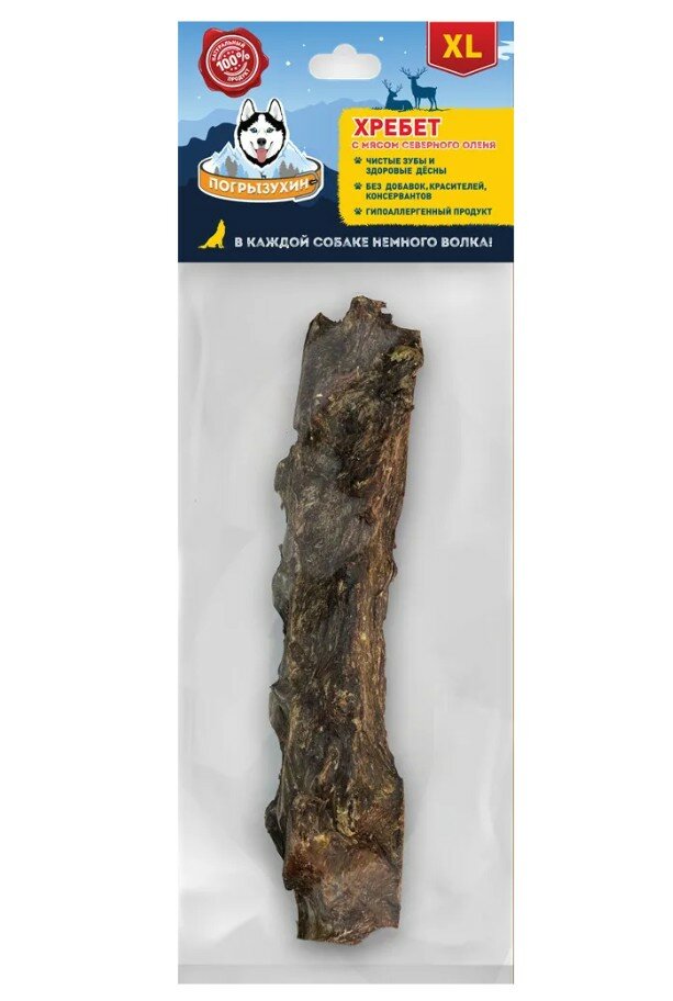 Лакомство для собак, хребет с мясом северного оленя XL, 350г