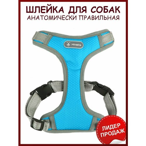 Анатомическая шлейка для собак Mirestra прогулочная светоотражающая
