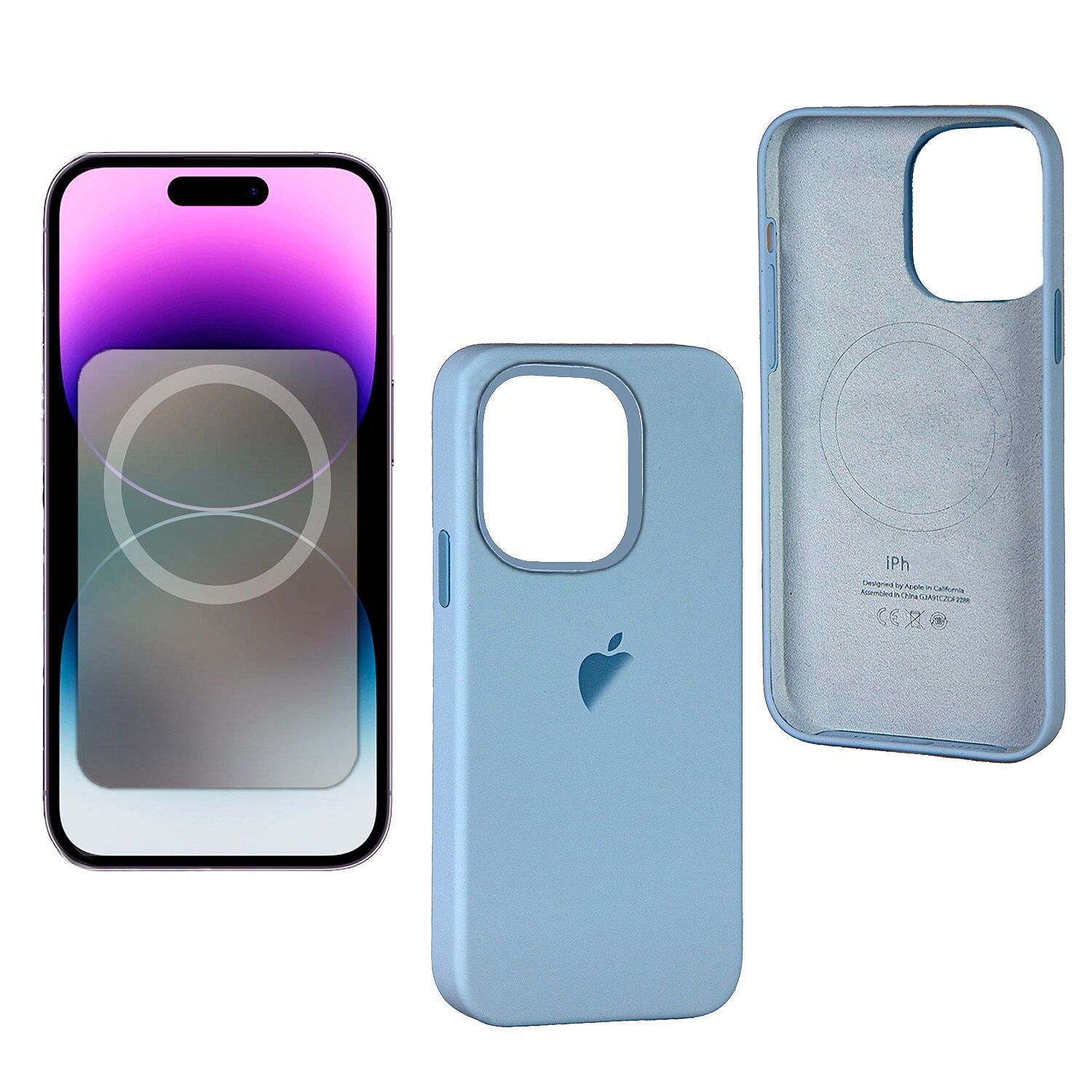 Чехол iPhone 14 Pro Silicon Case Sky (MagSafe + анимация NFC Clear) c LOGO (IS014873)