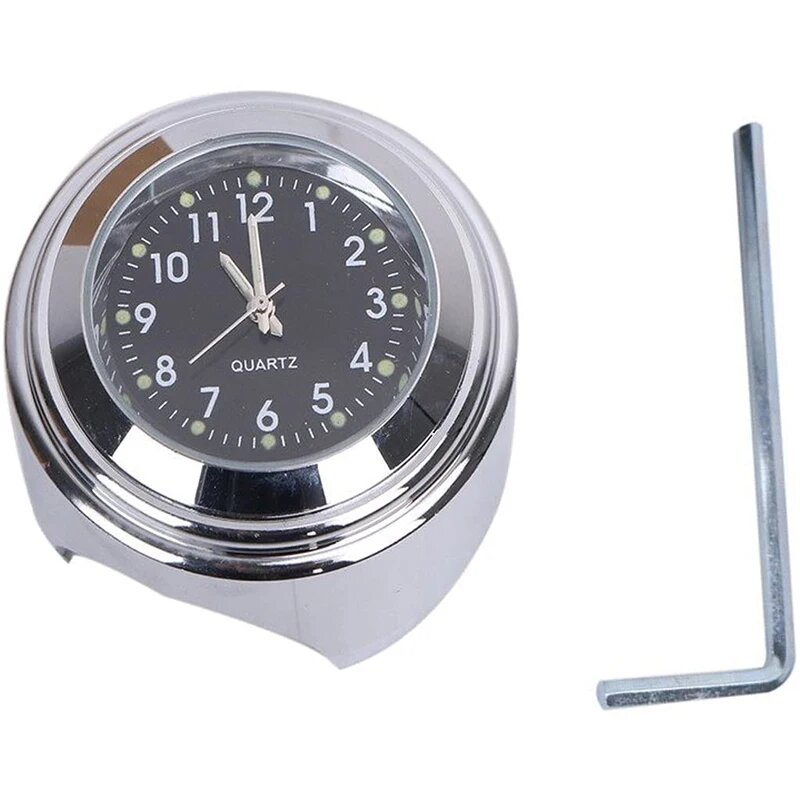 Водонепроницаемые хромированные наручные часы на руль мотоцикла, кварцевый Циферблат, светящиеся украшения домофона, аксессуары для мотоциклов, Chrome black