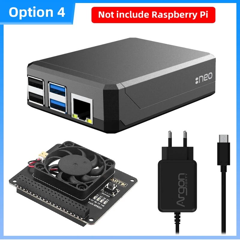 Корпус Argon NEO для Raspberry Pi 4 с вентилятором, Option 4