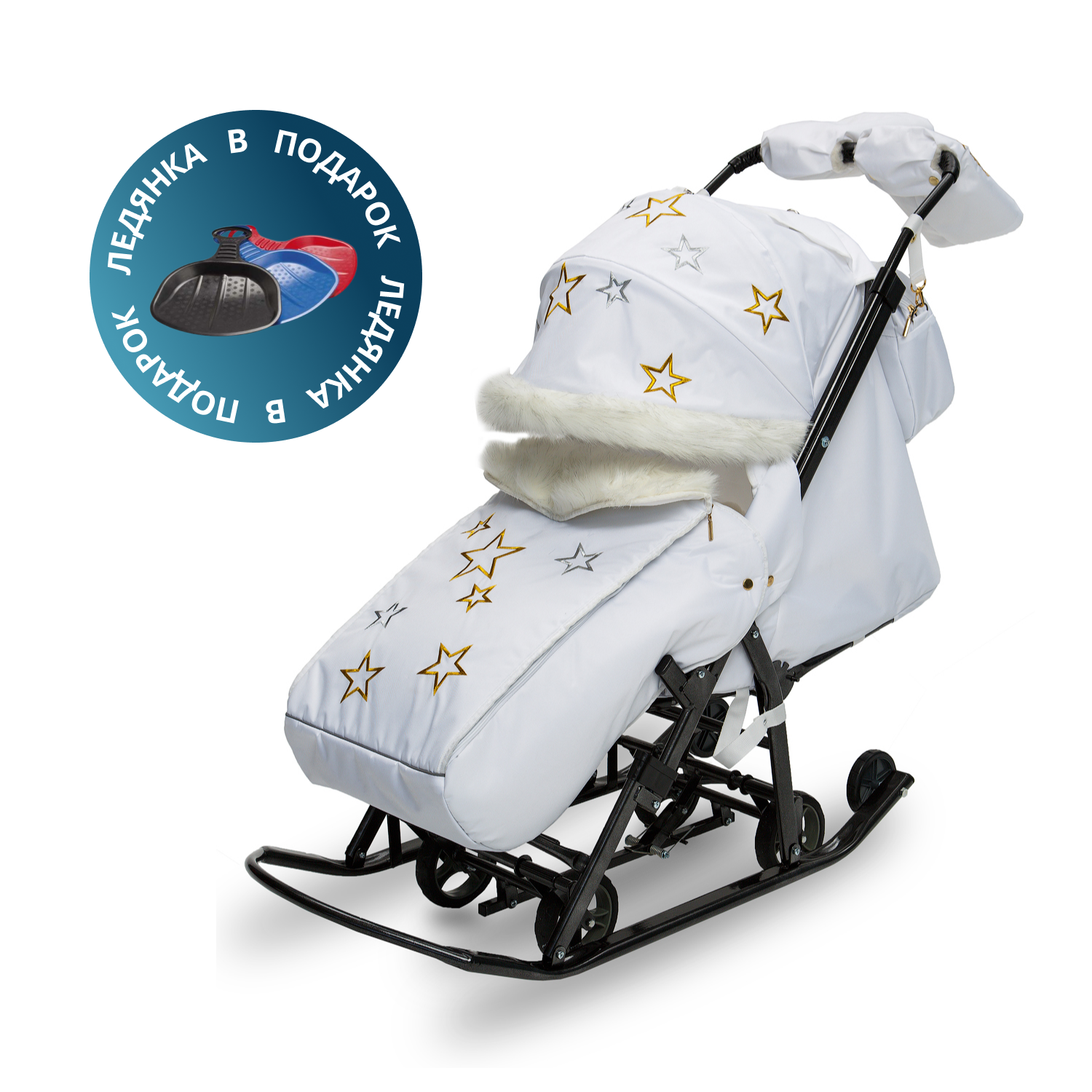 Санки-коляска Pikate Limited Edition White