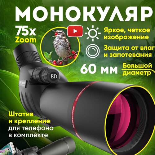 Монокуляр с большой кратностью SUNCORE зум х75 зрительная труба с креплением на штатив