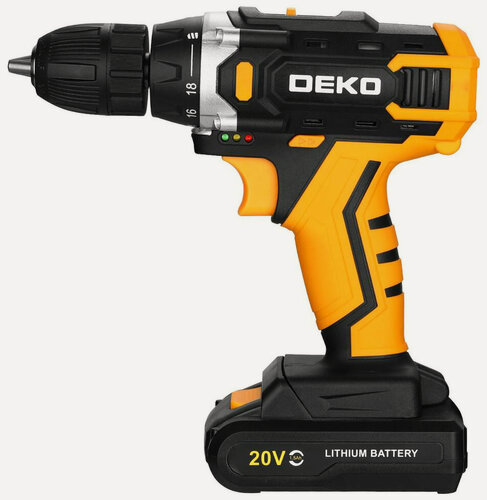 Изображение товара Дрель-шуруповерт Deko Banger 20V ONE +, 20В, 1x1.5Ач, черно-желтый