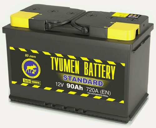 Изображение товара Аккумулятор автомобильный TYUMEN BATTERY STANDARD 90 А/ч 720 А обр. пол. высокий Евро авто (324x175x210)