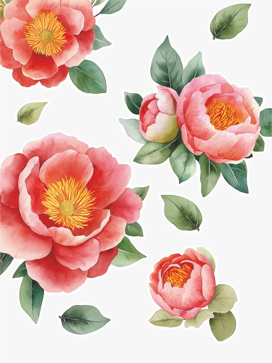 Наклейки "Пионы" розовые