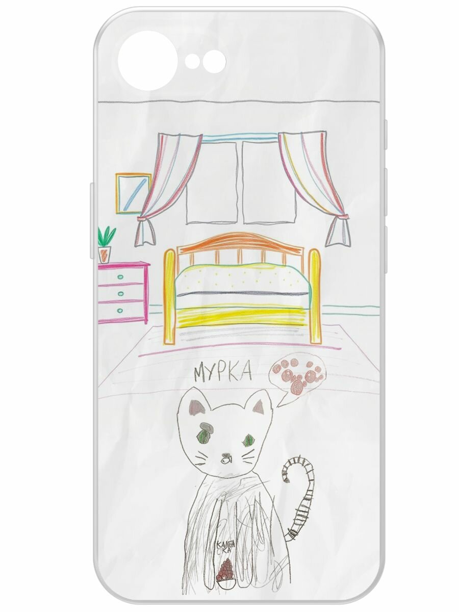 Чехол-накладка Krutoff Clear Case Мурка для iPhone 16e, прозрачный, силикон