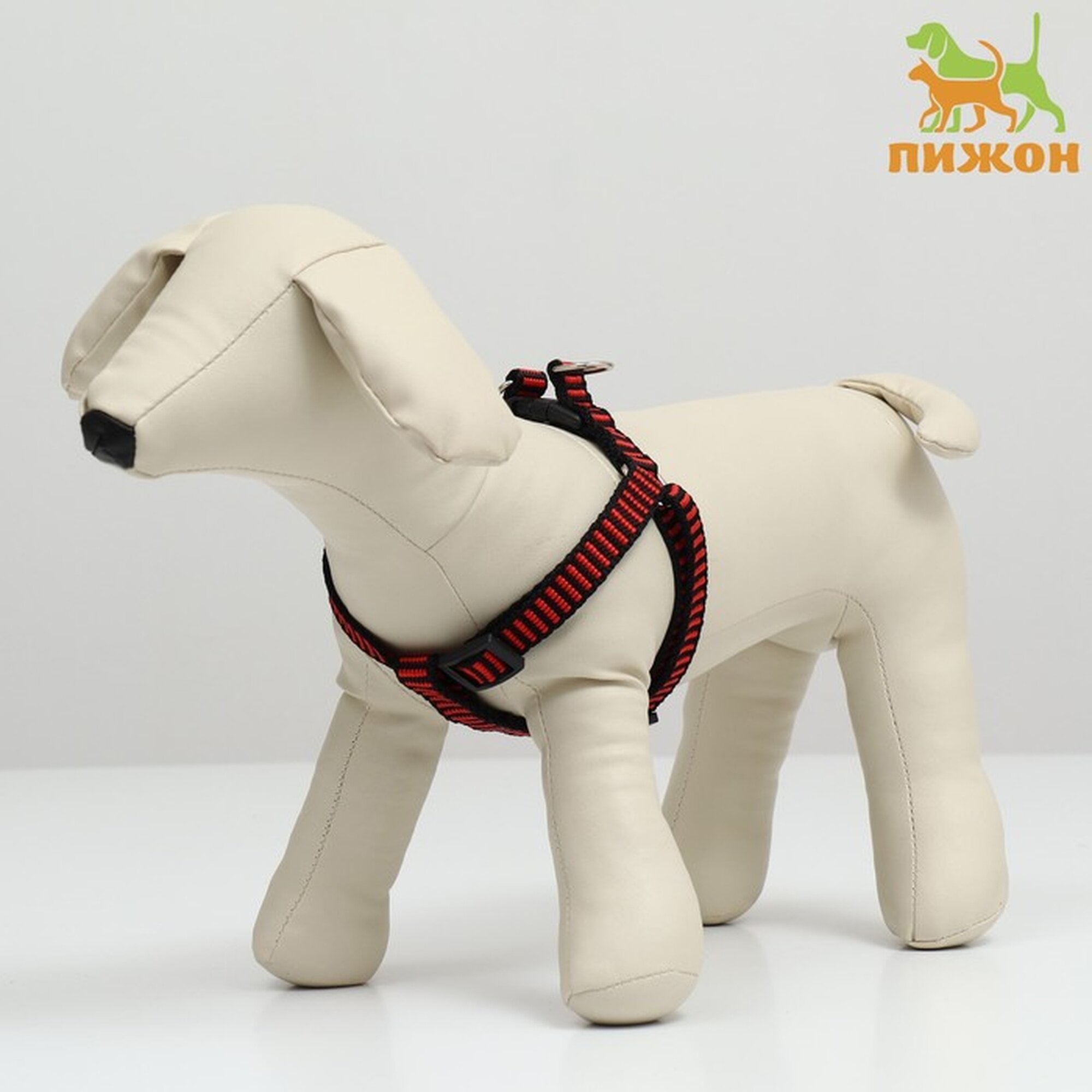 Шлейка Пижон прогулочная текстиль XS регулируемая черно-красная