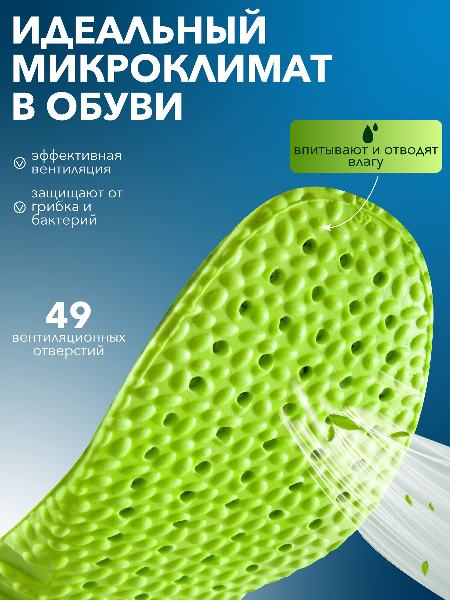 Ортопедические стельки для обуви мужские и женские | Анатомические стельки с супинатором и эффектом памяти, размер 39-40 — фото 1