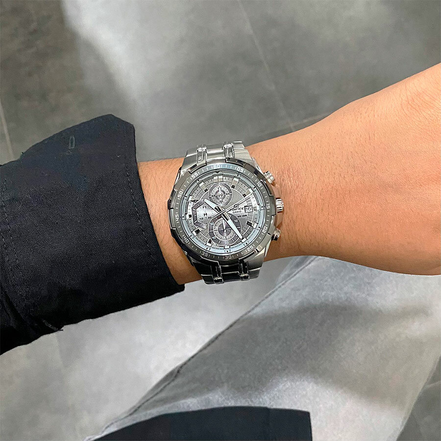 Наручные часы CASIO Edifice, серый, коричневый, серебряный — фото 1