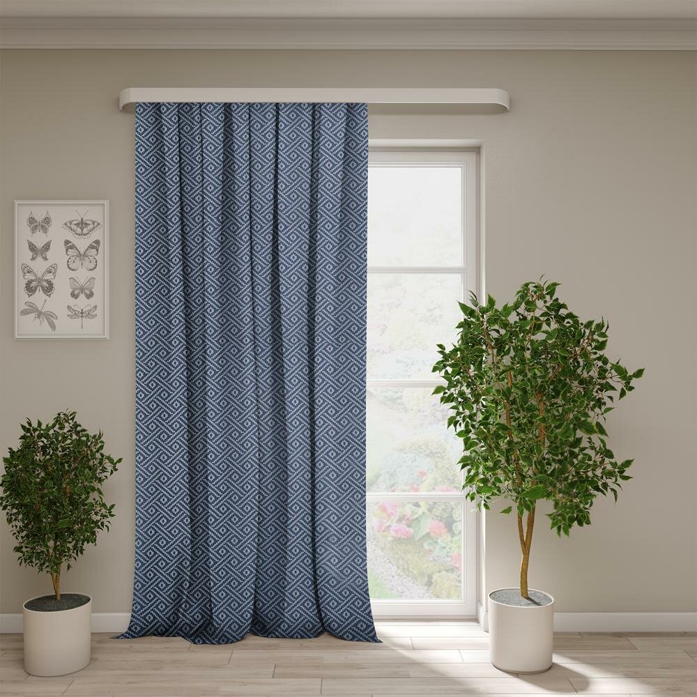 Штора на ленте Сканди 150x270 см цвет синий