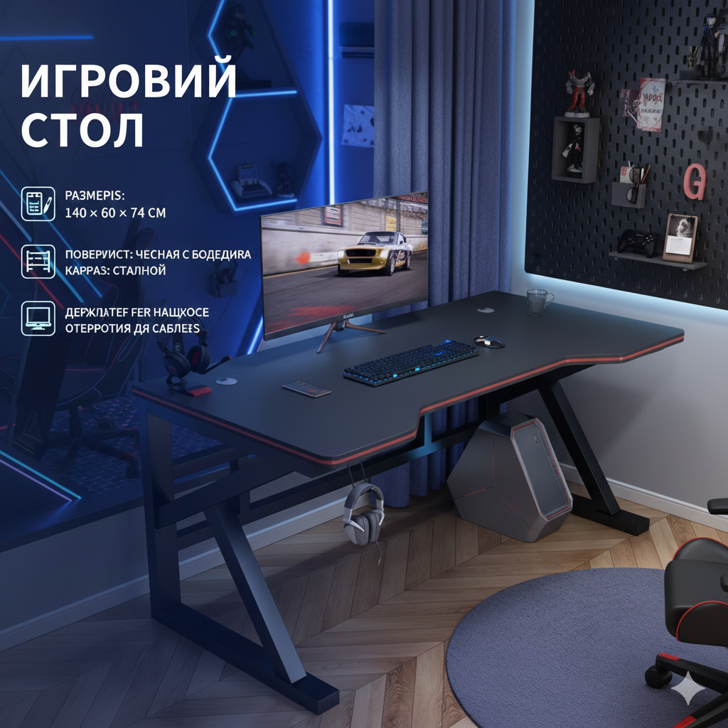 Письменный и компьютерный стол классный, с ящиком и шкафчиком — фото 1