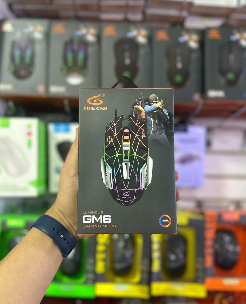 Игровая мышь Fire Cam GM6 Luminous, проводная USB, RGB-подсветка, кнопка DPI